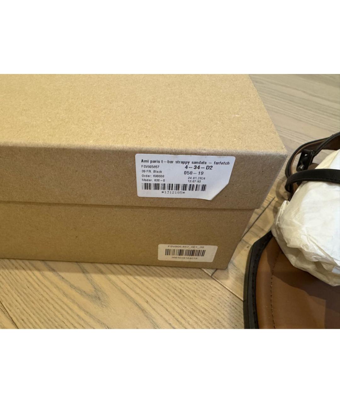AMI ALEXANDRE MATTIUSSI Черные кожаные сандалии, фото 8