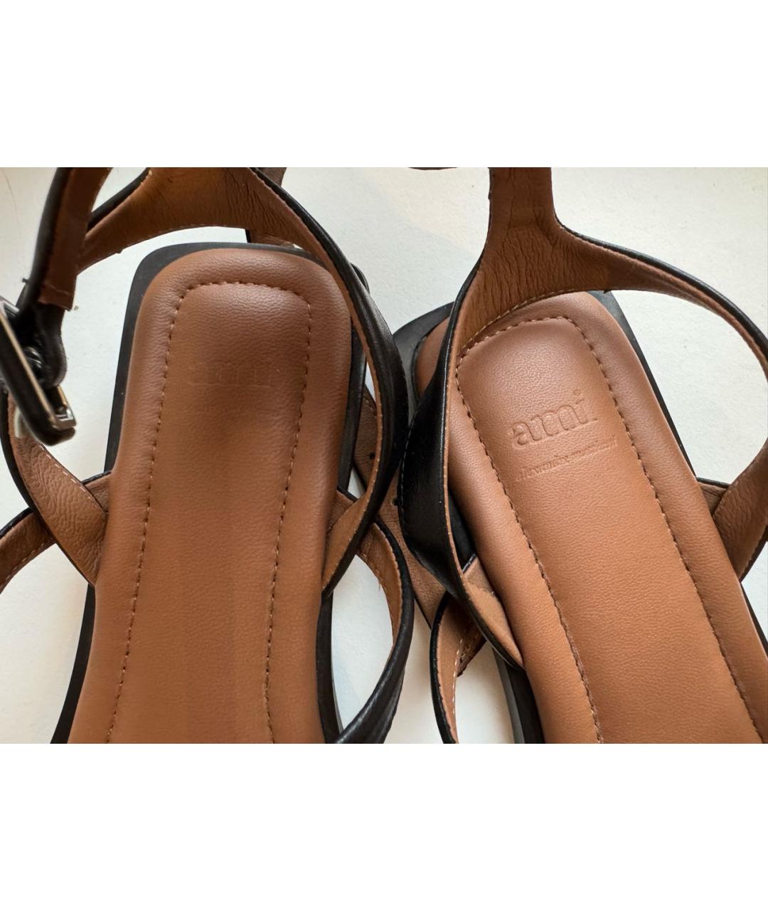 AMI ALEXANDRE MATTIUSSI Черные кожаные сандалии, фото 6