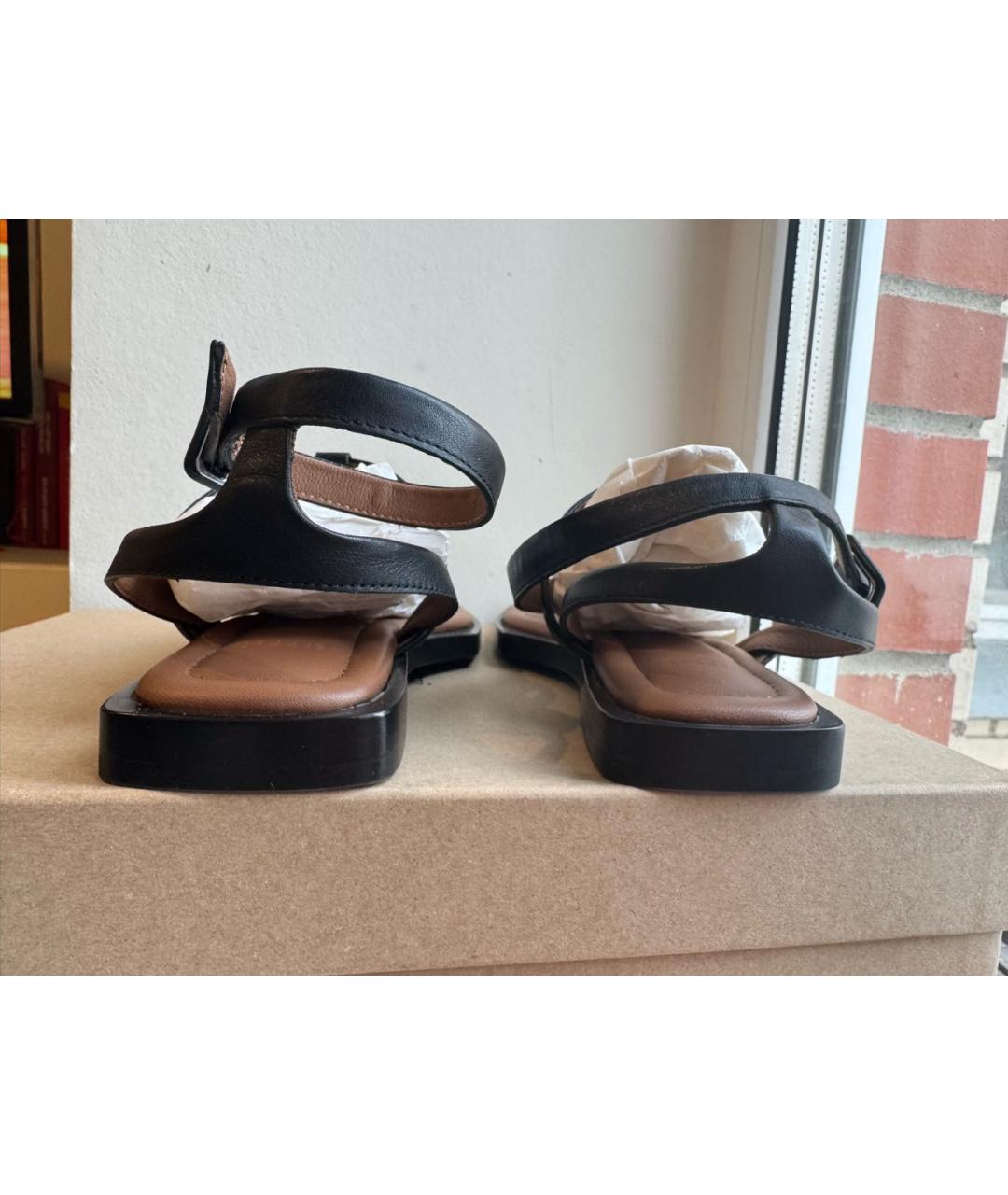 AMI ALEXANDRE MATTIUSSI Черные кожаные сандалии, фото 4