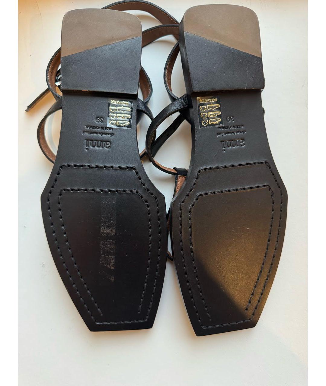 AMI ALEXANDRE MATTIUSSI Черные кожаные сандалии, фото 3