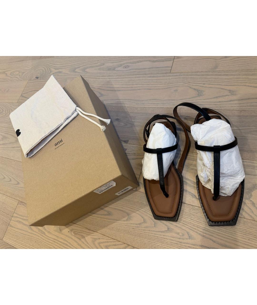 AMI ALEXANDRE MATTIUSSI Черные кожаные сандалии, фото 7