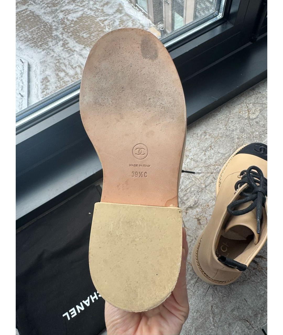 CHANEL Бежевые кожаные ботинки, фото 5