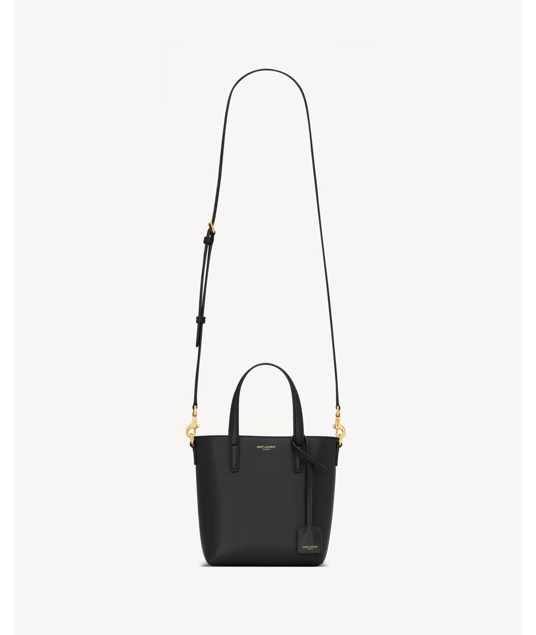 SAINT LAURENT Черная кожаная сумка тоут, фото 4