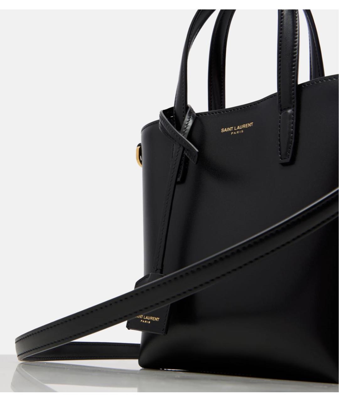 SAINT LAURENT Черная кожаная сумка тоут, фото 3