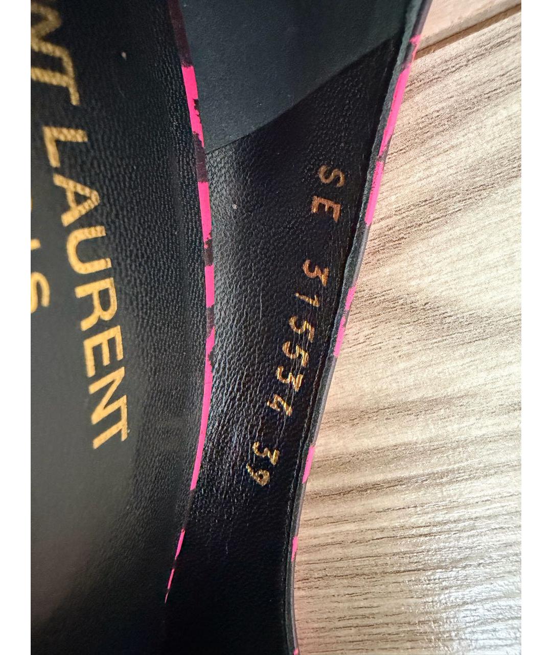 SAINT LAURENT Фуксия кожаные туфли, фото 5