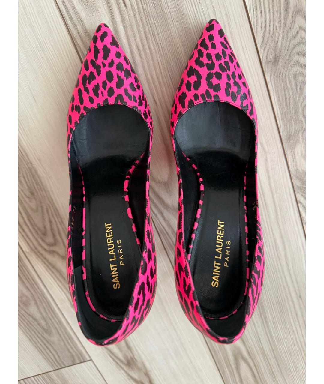 SAINT LAURENT Фуксия кожаные туфли, фото 3