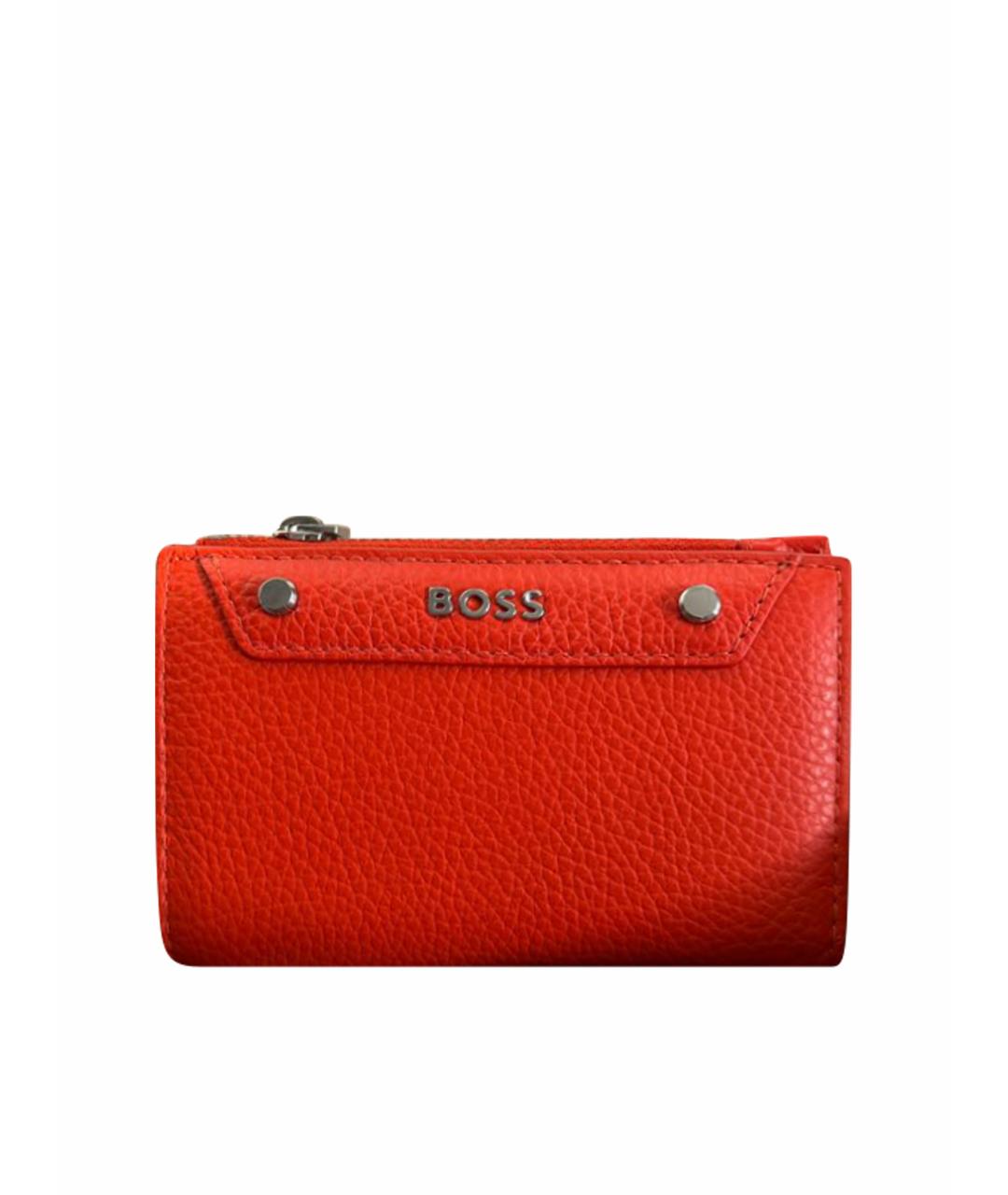 HUGO BOSS Оранжевый кожаный кошелек, фото 1
