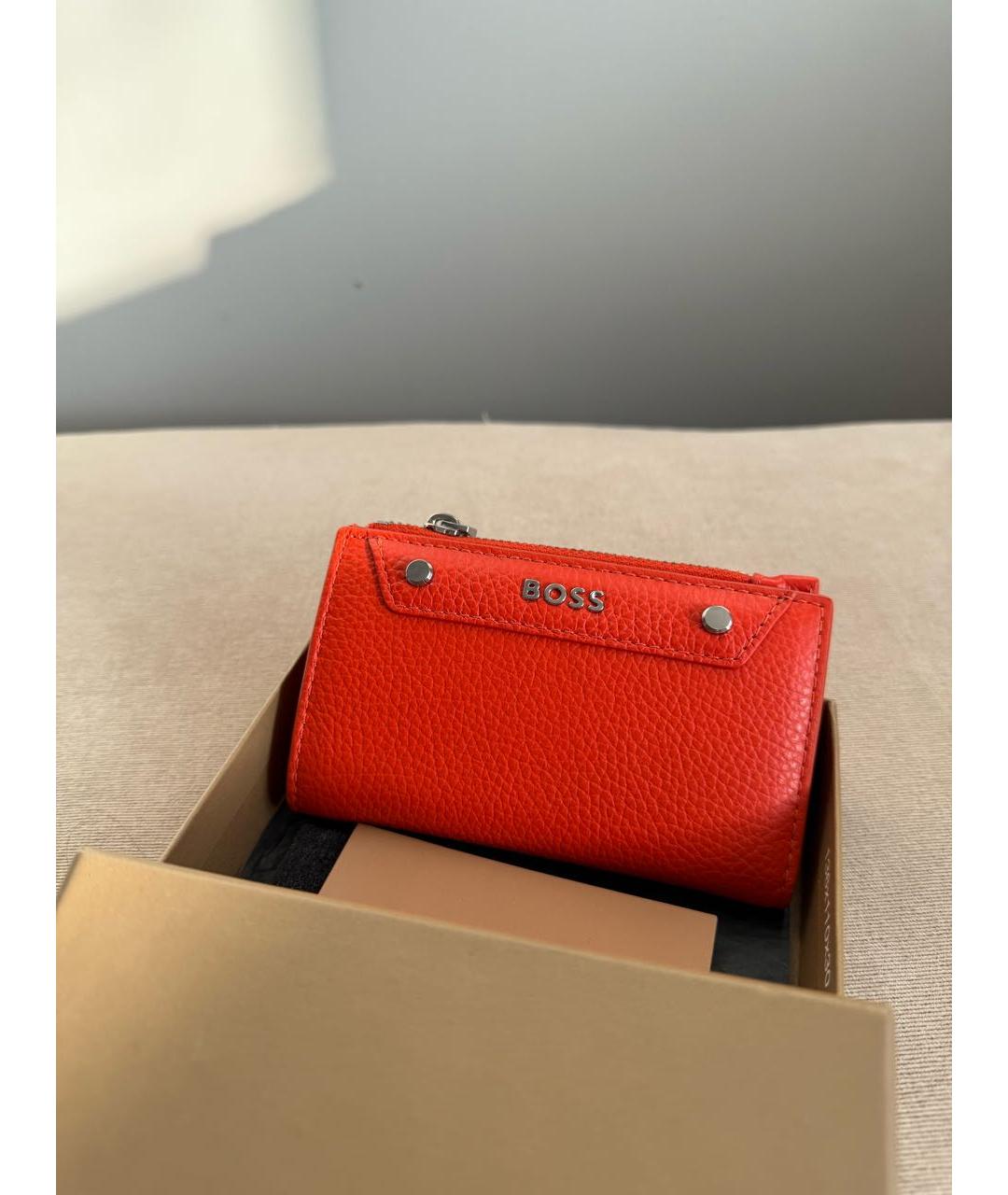 HUGO BOSS Оранжевый кожаный кошелек, фото 4