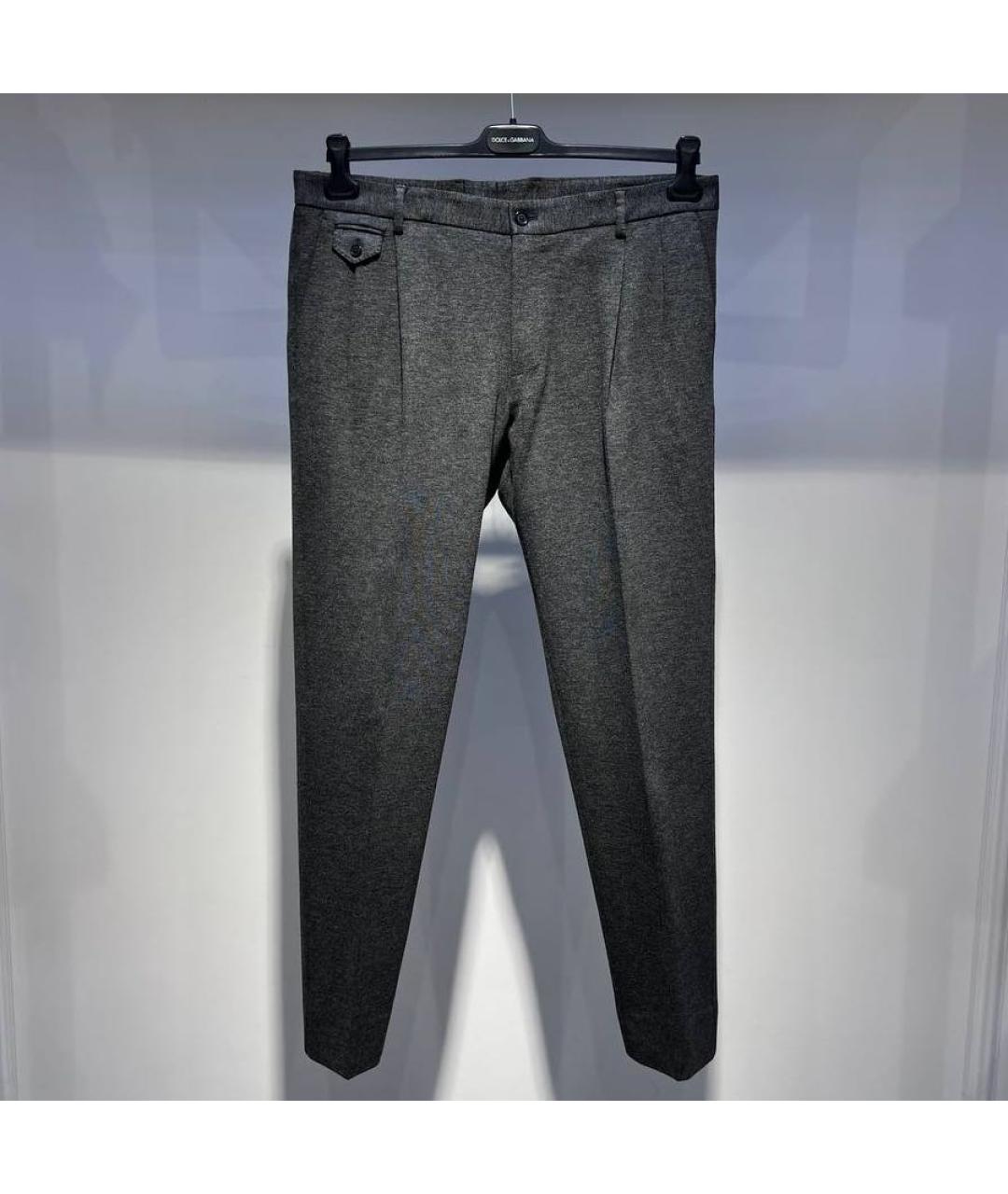 DOLCE&GABBANA Серые вискозные повседневные брюки, фото 4