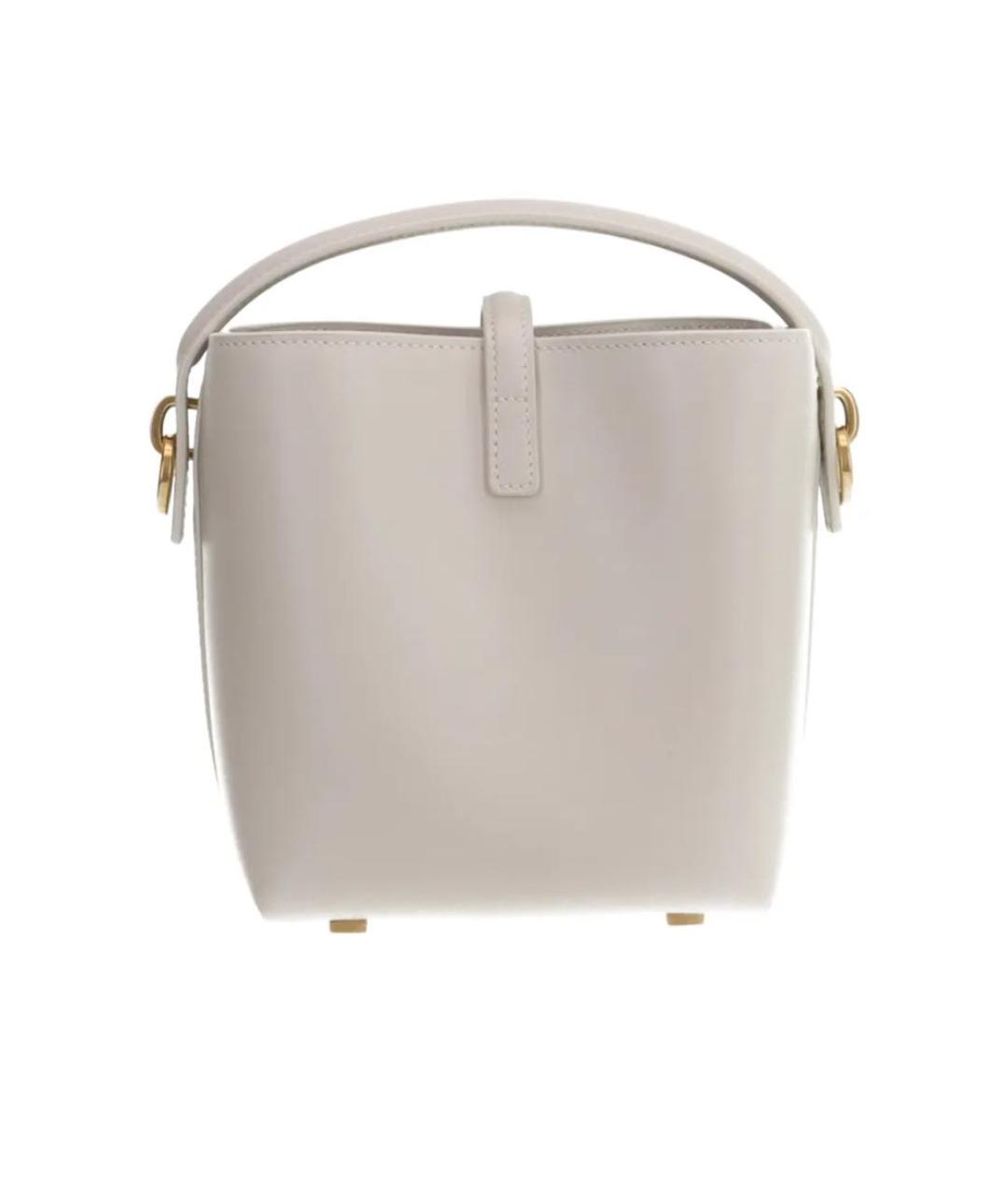 SAINT LAURENT Бежевая кожаная сумка через плечо, фото 3