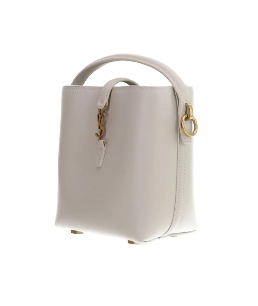 SAINT LAURENT Бежевая кожаная сумка через плечо, фото 2