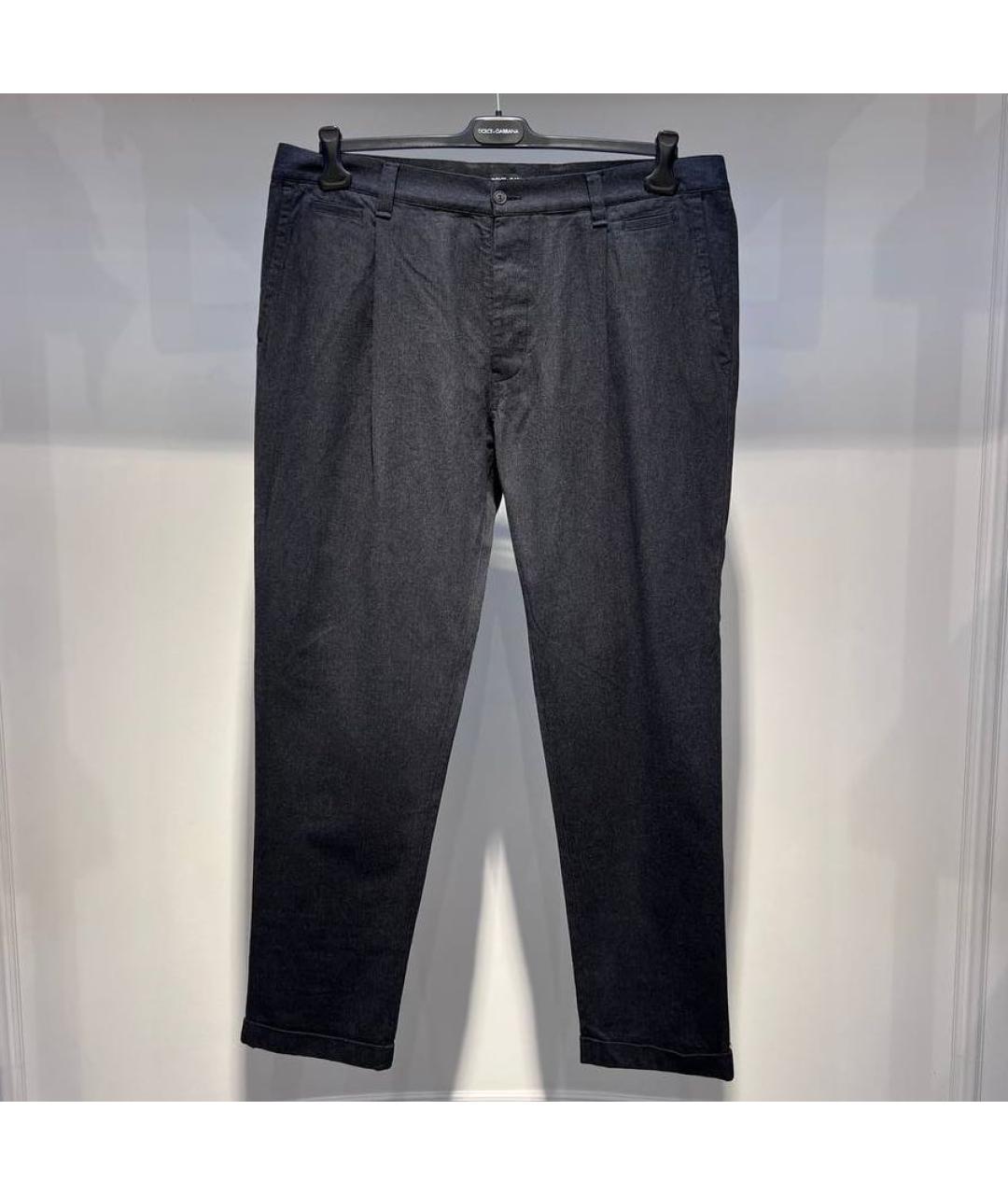 DOLCE&GABBANA Антрацитовые хлопковые повседневные брюки, фото 4