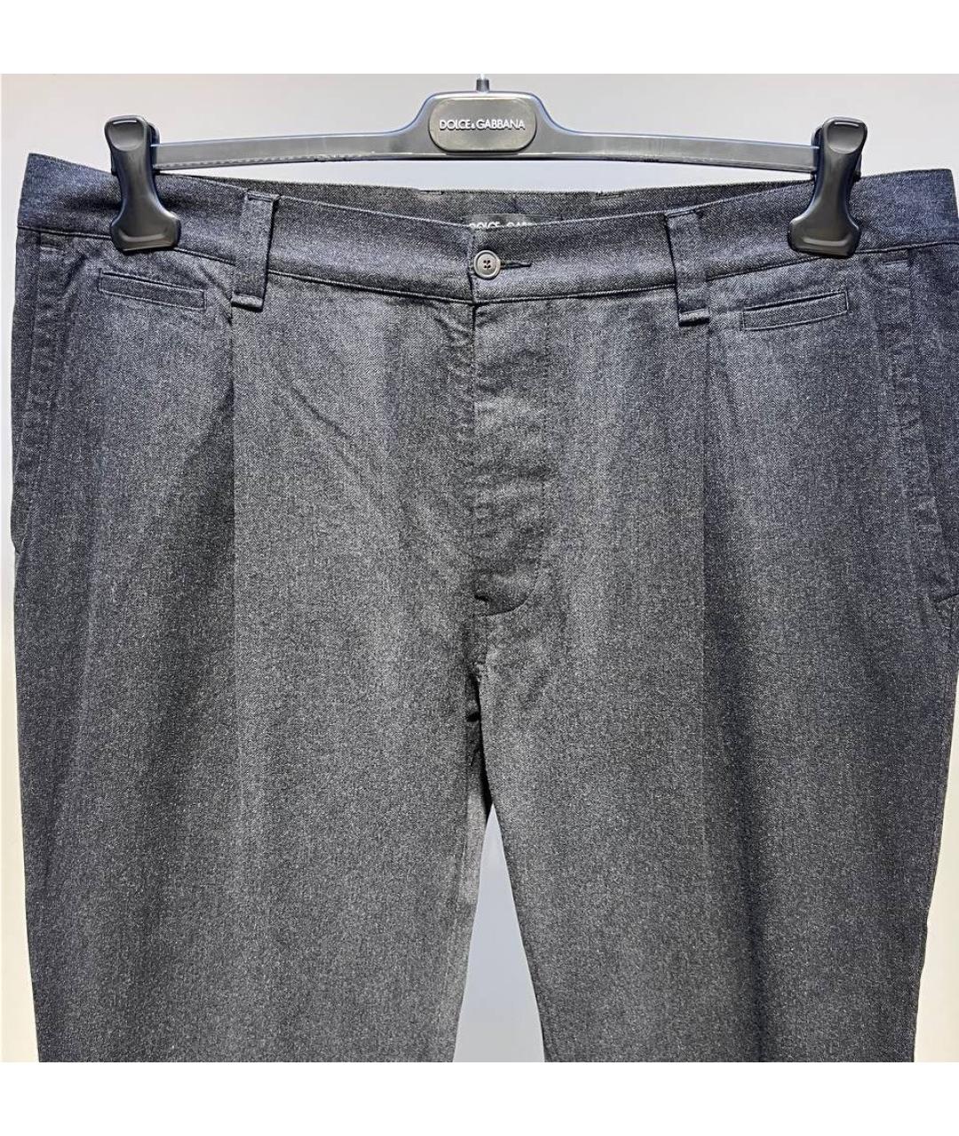 DOLCE&GABBANA Антрацитовые хлопковые повседневные брюки, фото 3