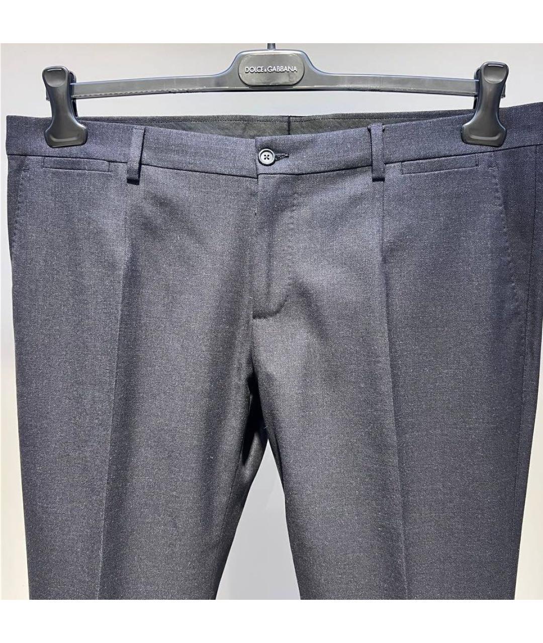 DOLCE&GABBANA Серые шерстяные классические брюки, фото 3