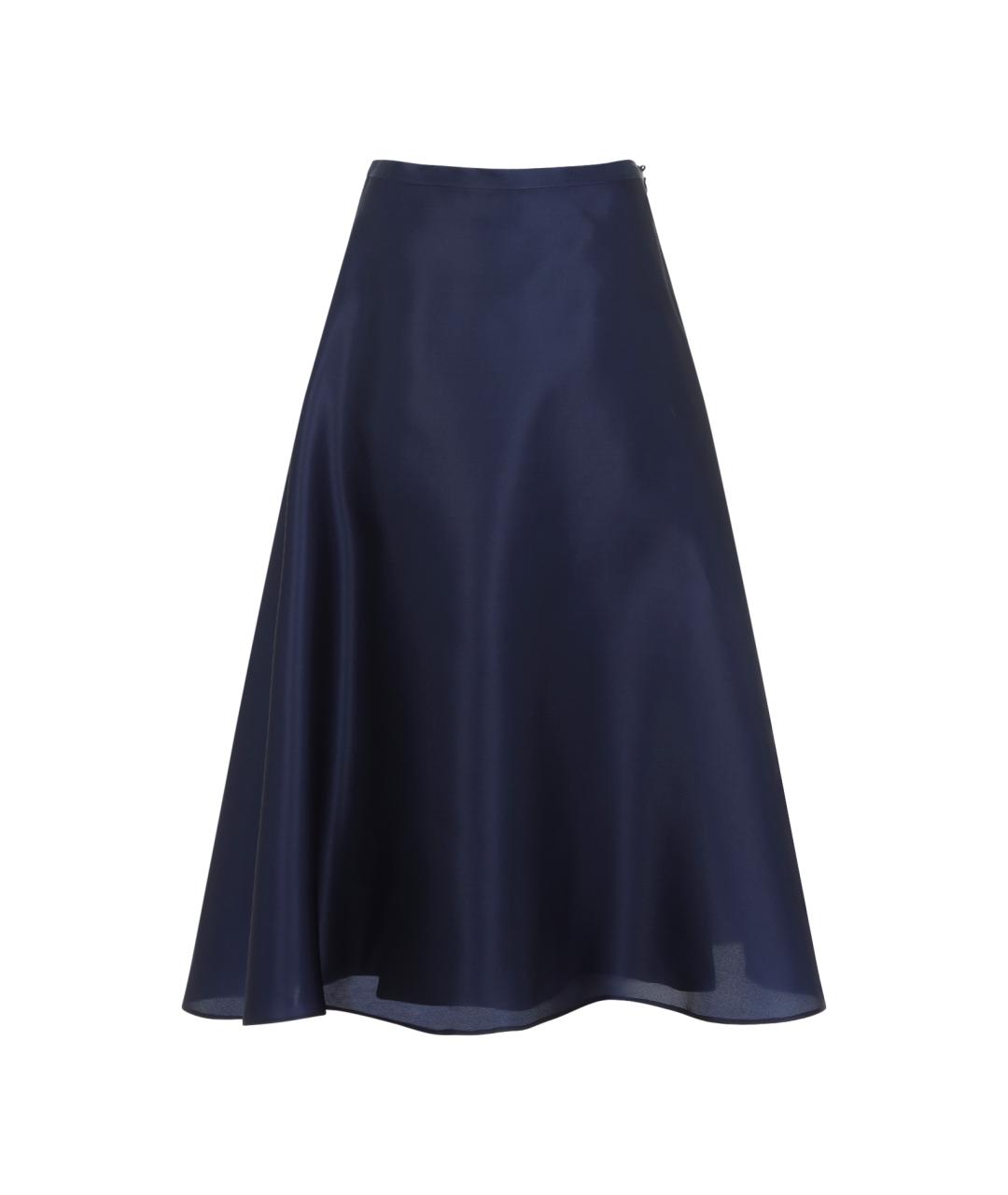 ALBERTA FERRETTI Синяя шелковая юбка миди, фото 1