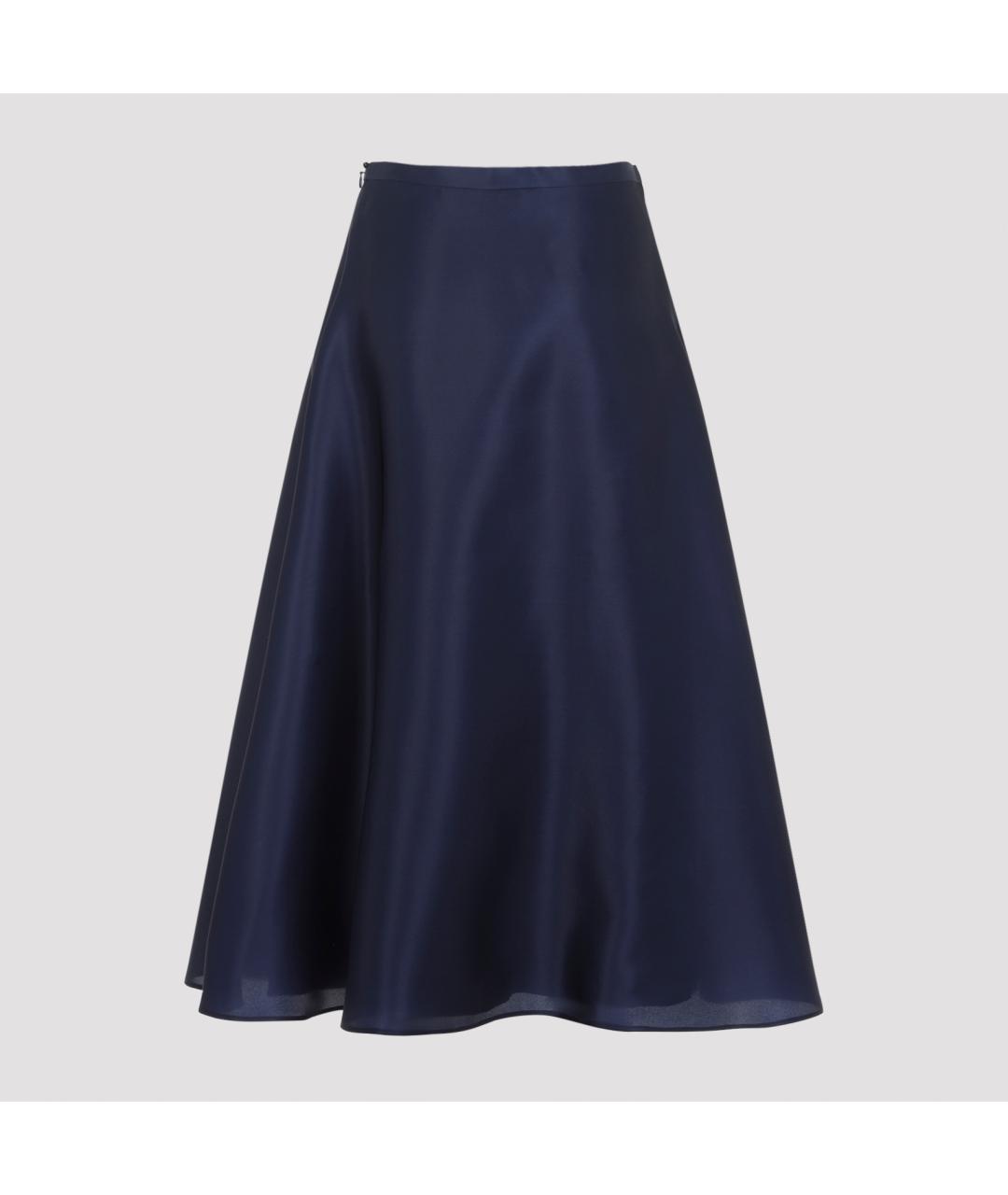 ALBERTA FERRETTI Синяя шелковая юбка миди, фото 4