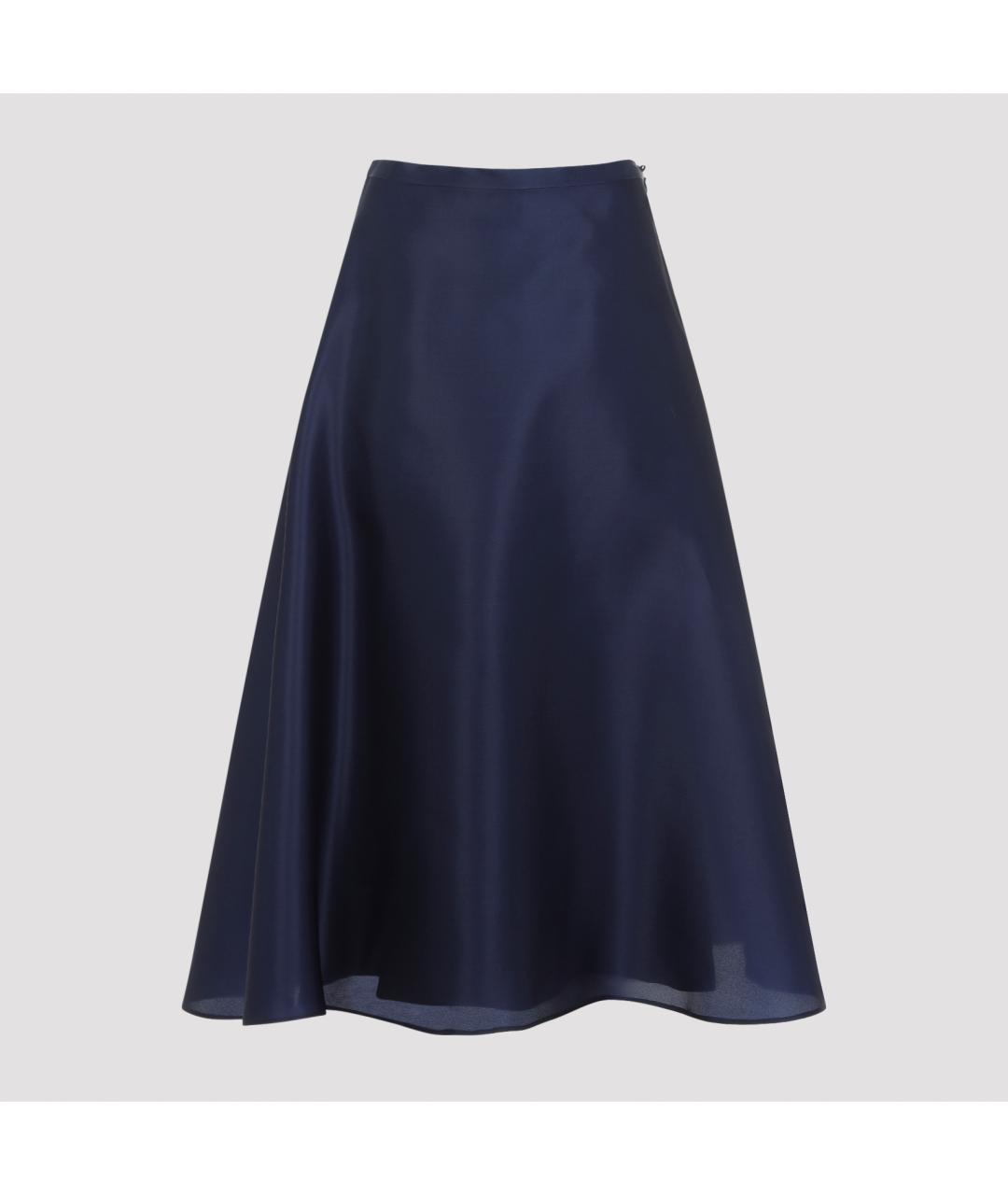 ALBERTA FERRETTI Синяя шелковая юбка миди, фото 2