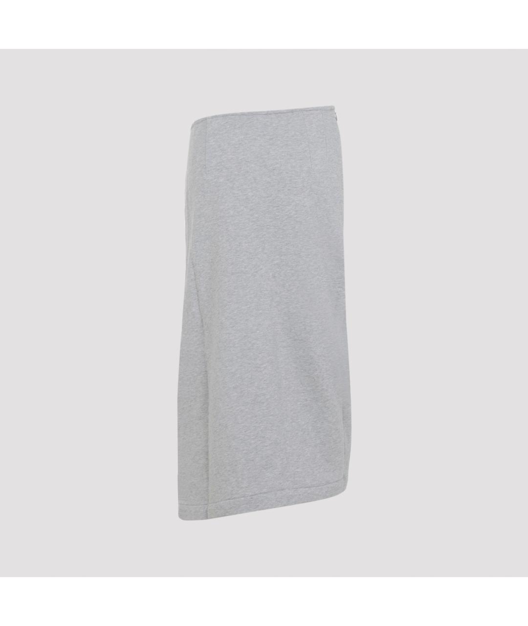 DRIES VAN NOTEN Серая хлопковая юбка миди, фото 4