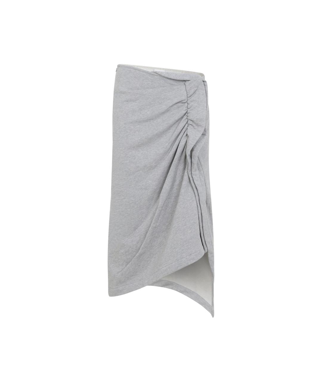 DRIES VAN NOTEN Серая хлопковая юбка миди, фото 1