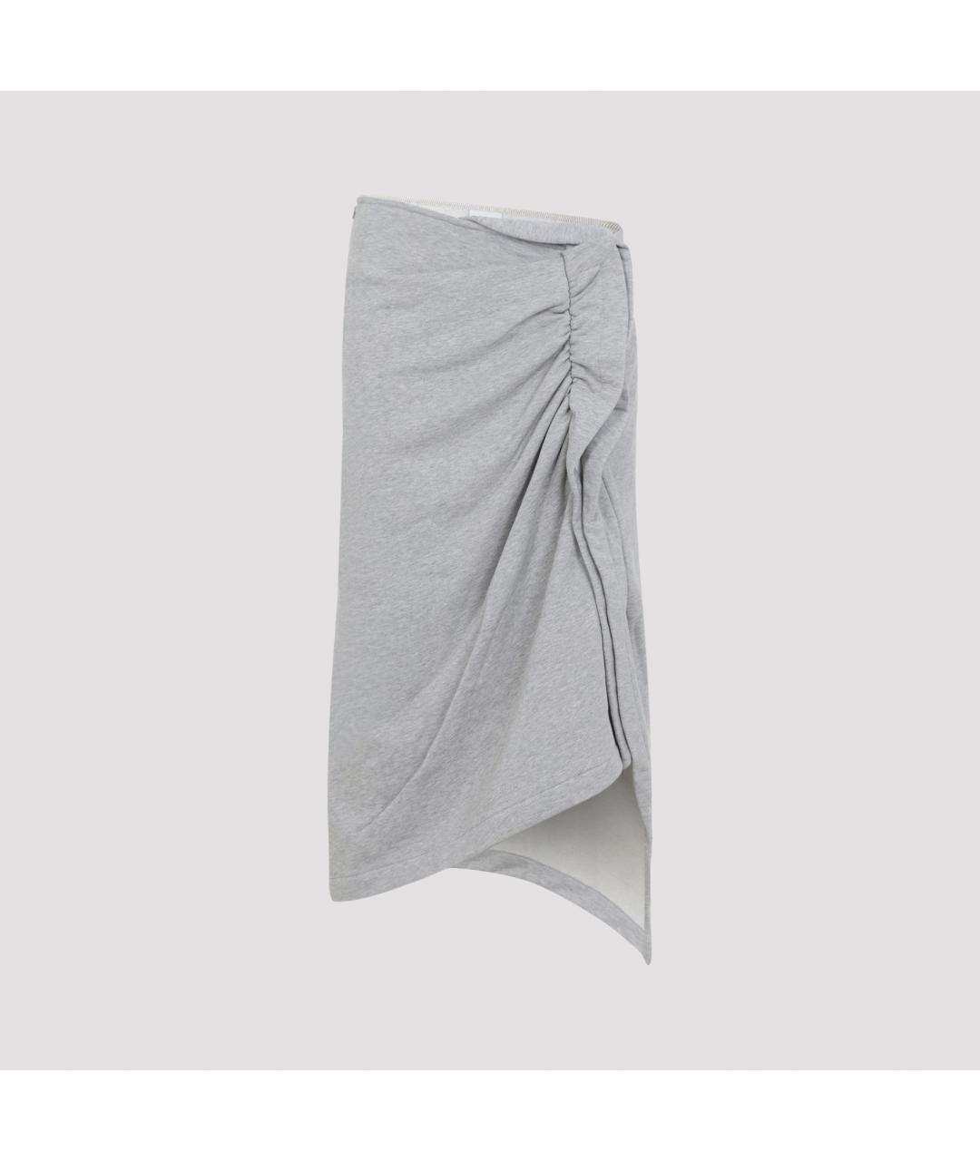 DRIES VAN NOTEN Серая хлопковая юбка миди, фото 3