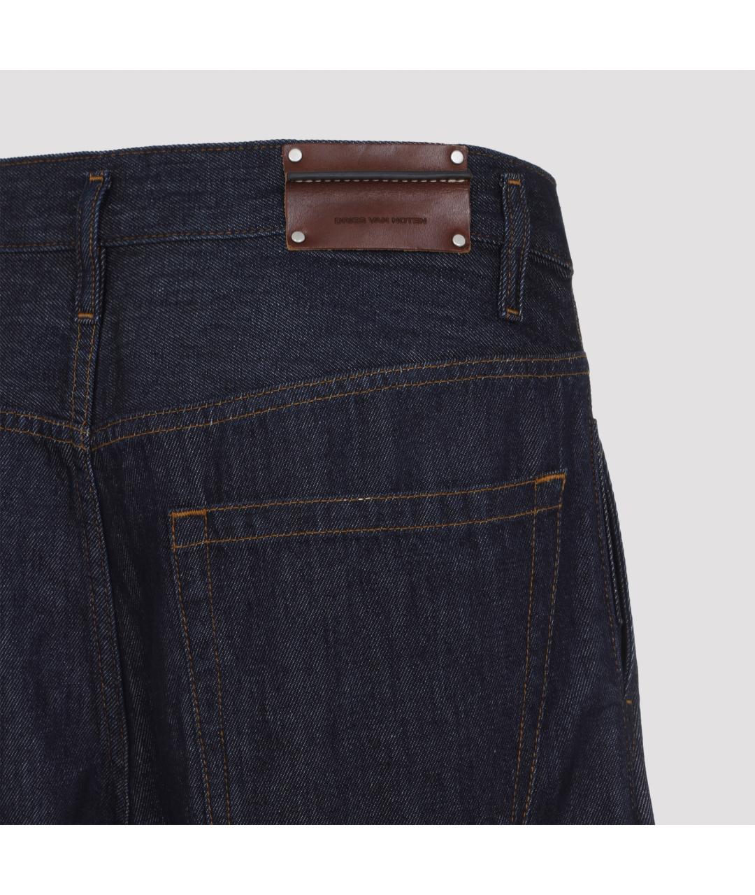 DRIES VAN NOTEN Темно-синие хлопковые прямые джинсы, фото 5