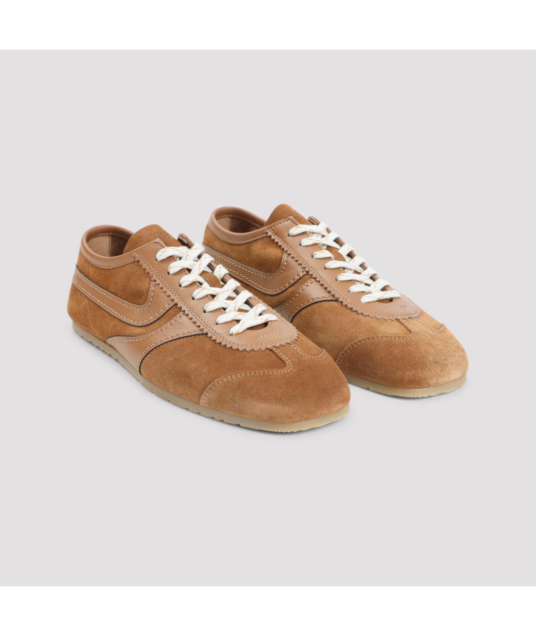 DRIES VAN NOTEN Коричневые замшевые низкие кроссовки / кеды, фото 5