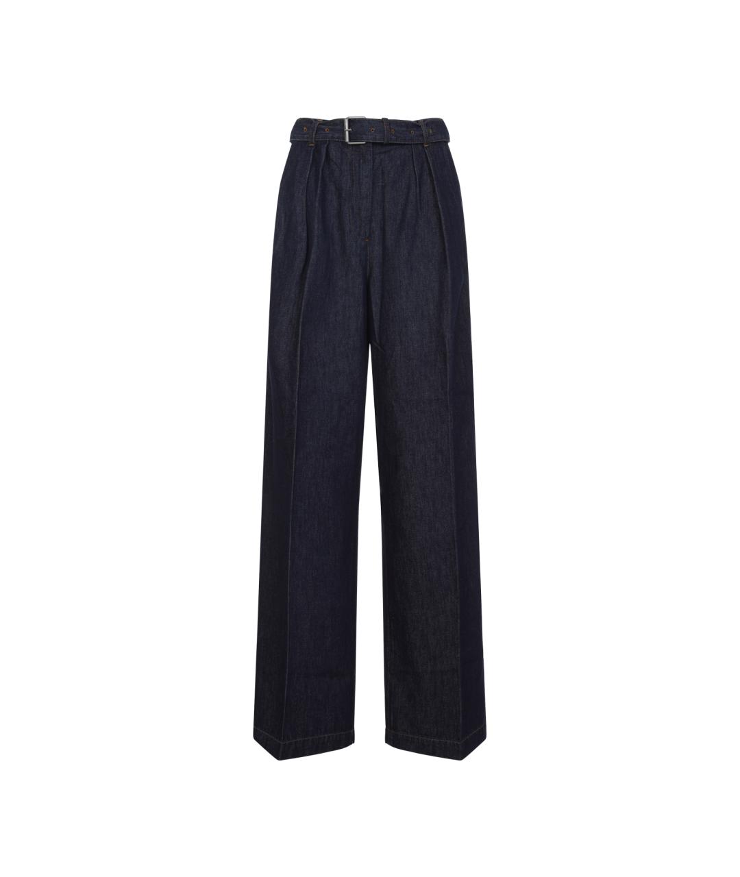 DRIES VAN NOTEN Темно-синие хлопковые прямые джинсы, фото 1