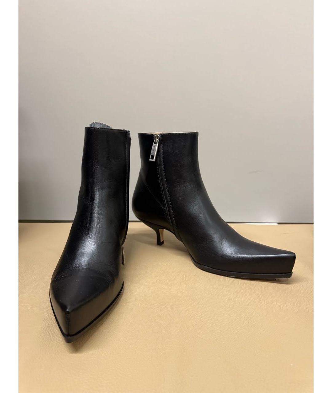 SPORTMAX Черные кожаные ботильоны, фото 3