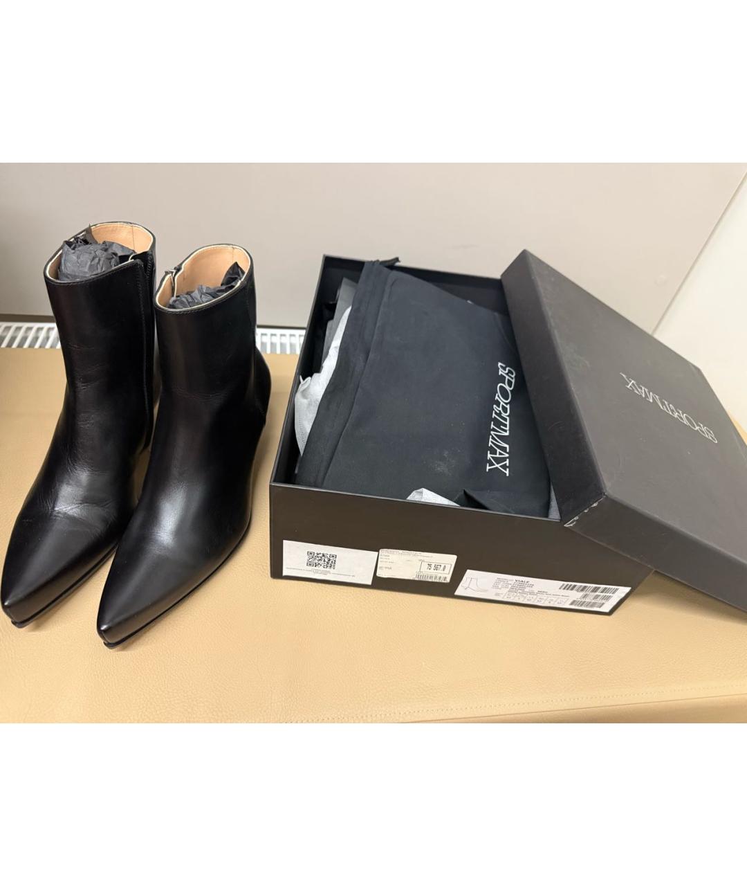 SPORTMAX Черные кожаные ботильоны, фото 6