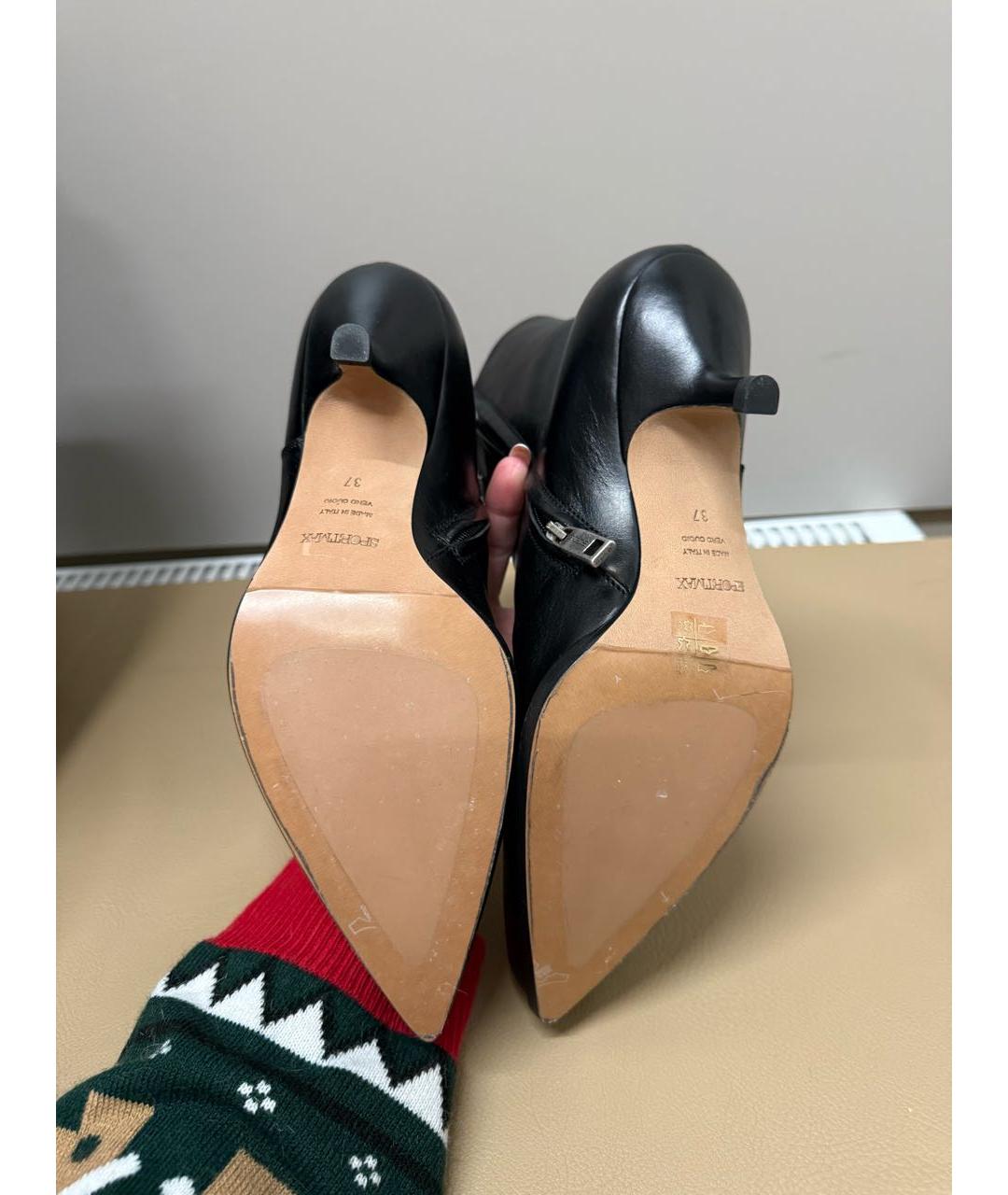 SPORTMAX Черные кожаные ботильоны, фото 5