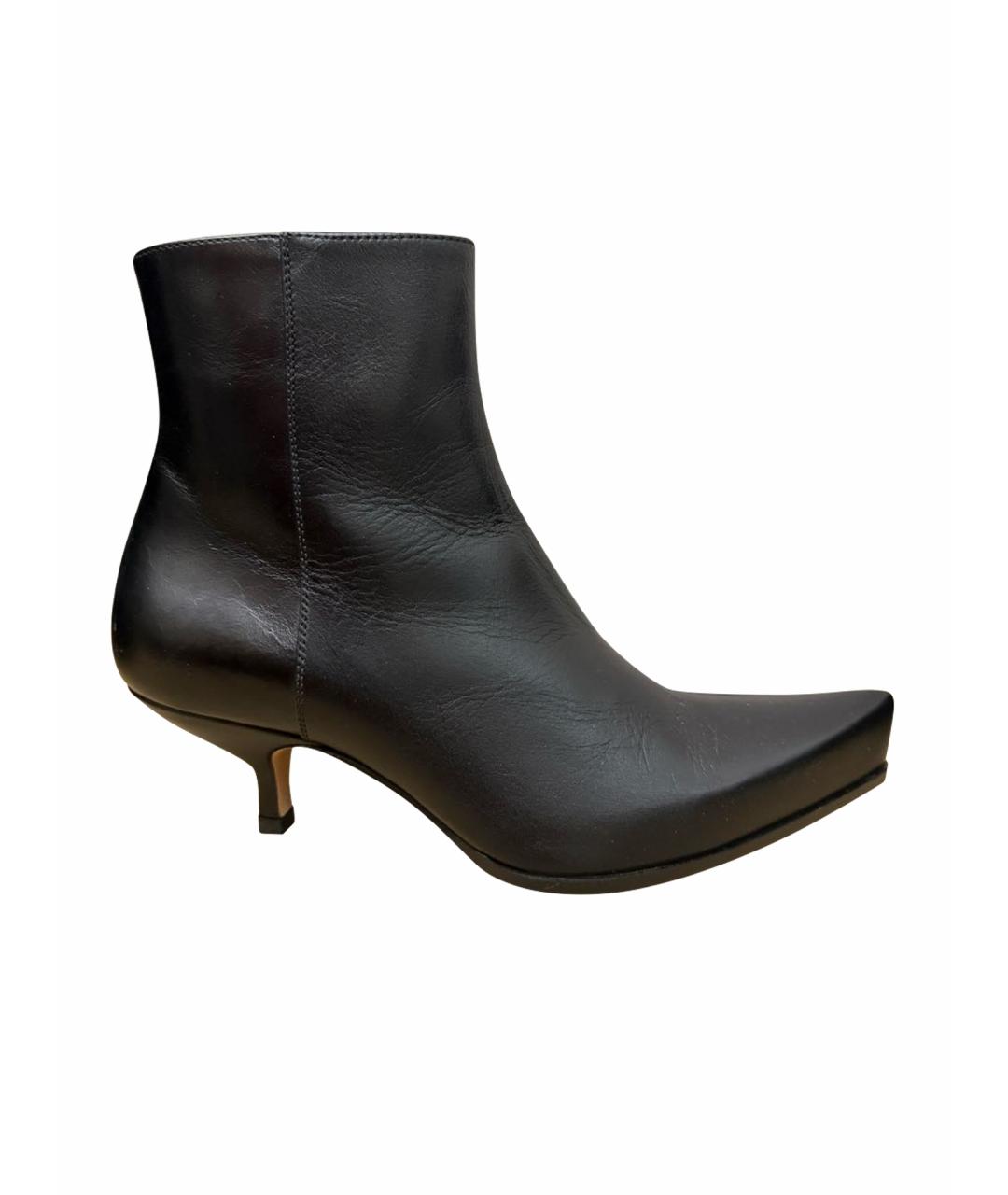 SPORTMAX Черные кожаные ботильоны, фото 1