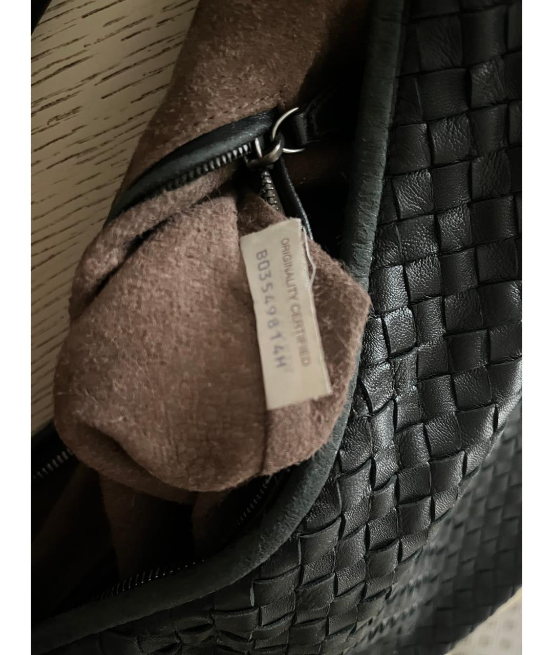 BOTTEGA VENETA Черная кожаная сумка с короткими ручками, фото 7