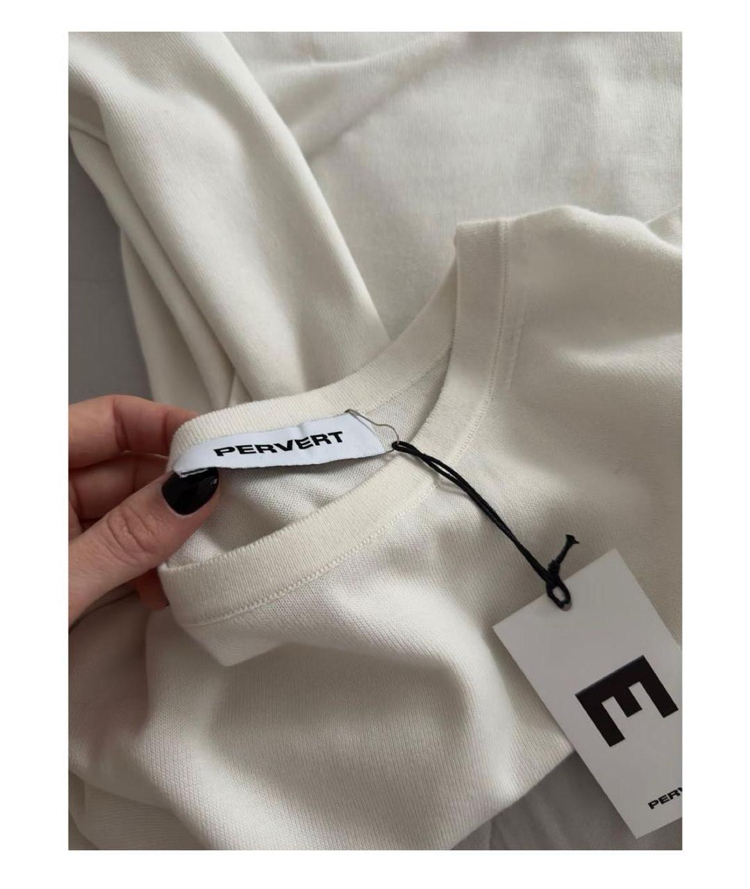 PERVERT Белая хлопковая футболка, фото 2