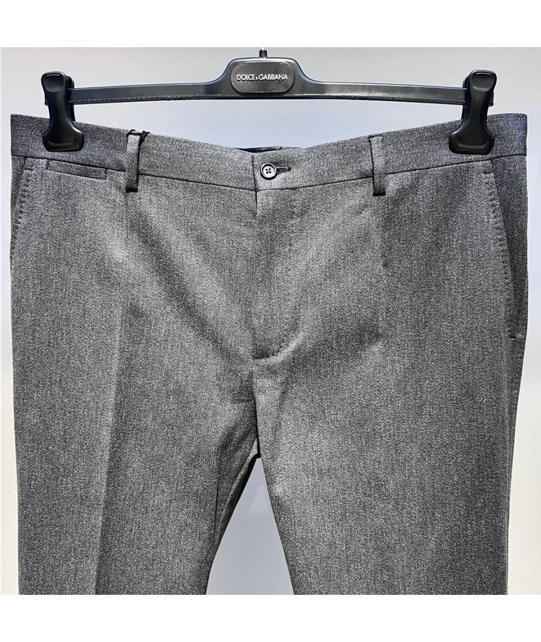 DOLCE&GABBANA Антрацитовые хлопковые классические брюки, фото 3