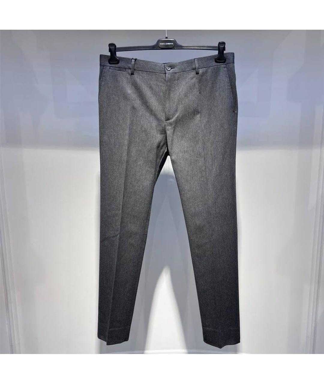 DOLCE&GABBANA Антрацитовые хлопковые классические брюки, фото 4