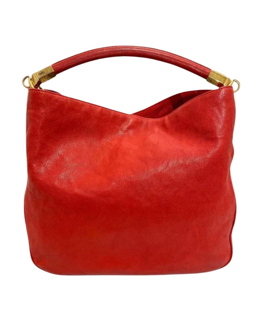 SAINT LAURENT Красная кожаная сумка с короткими ручками, фото 1