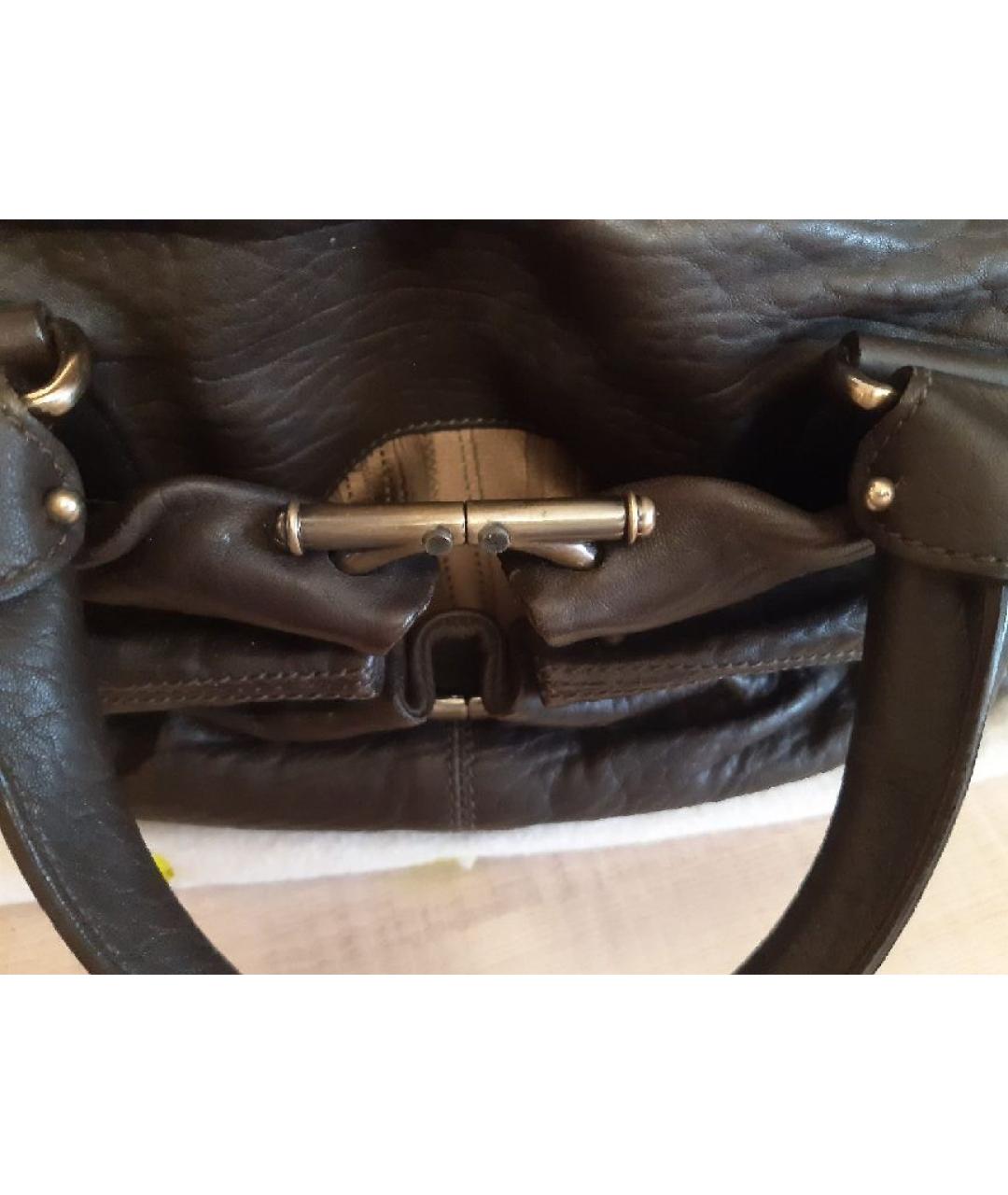 FERRAGAMO Коричневая кожаная сумка с короткими ручками, фото 6