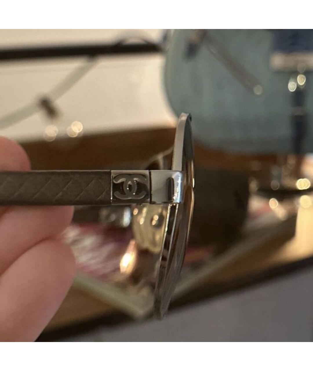 CHANEL Коричневые металлические солнцезащитные очки, фото 5