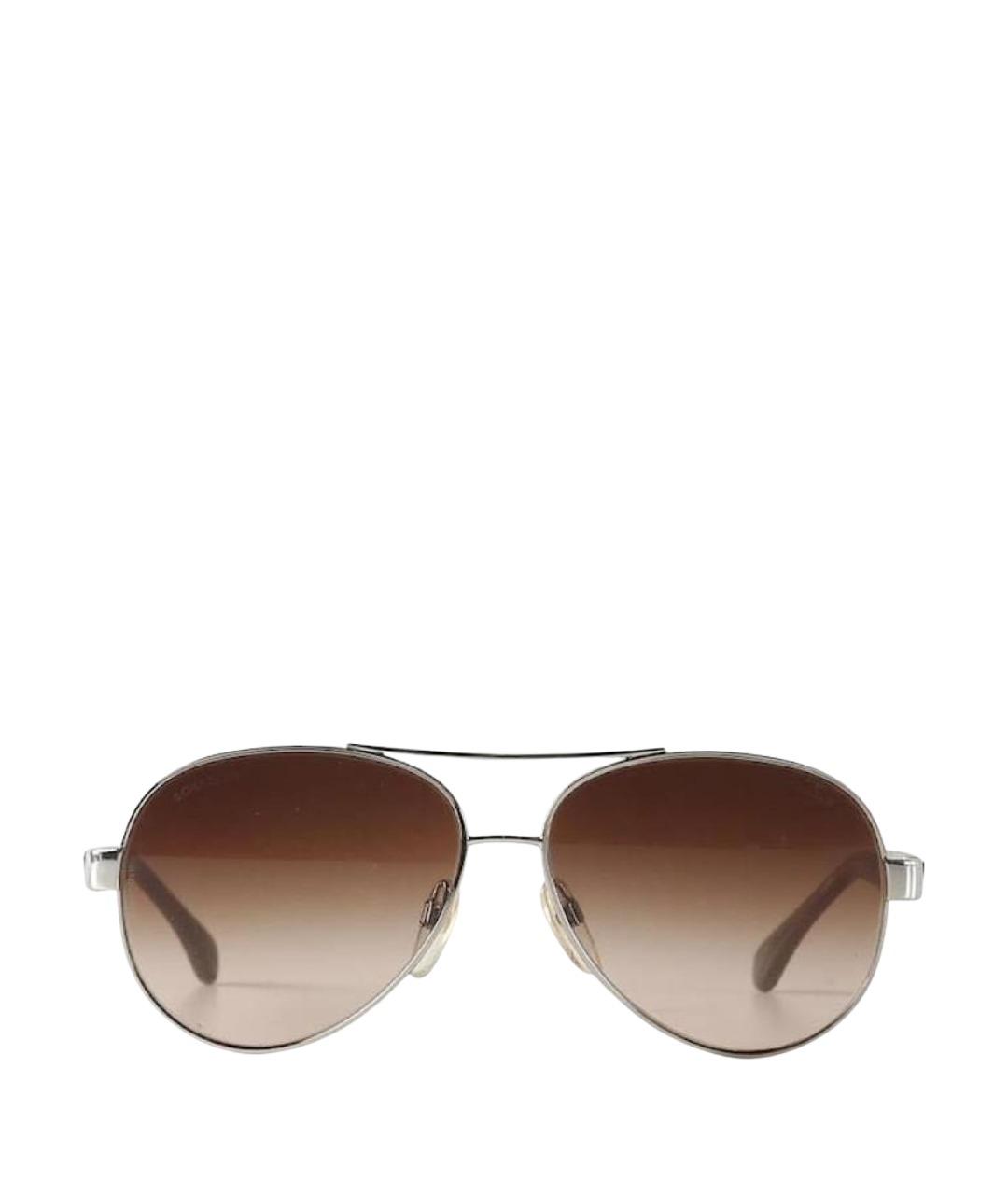CHANEL Коричневые металлические солнцезащитные очки, фото 1
