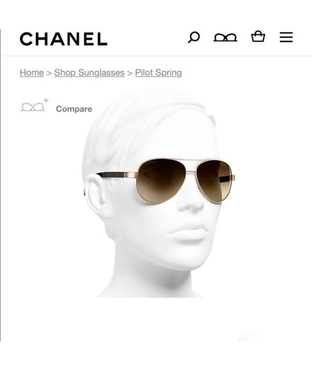 CHANEL Коричневые металлические солнцезащитные очки, фото 8