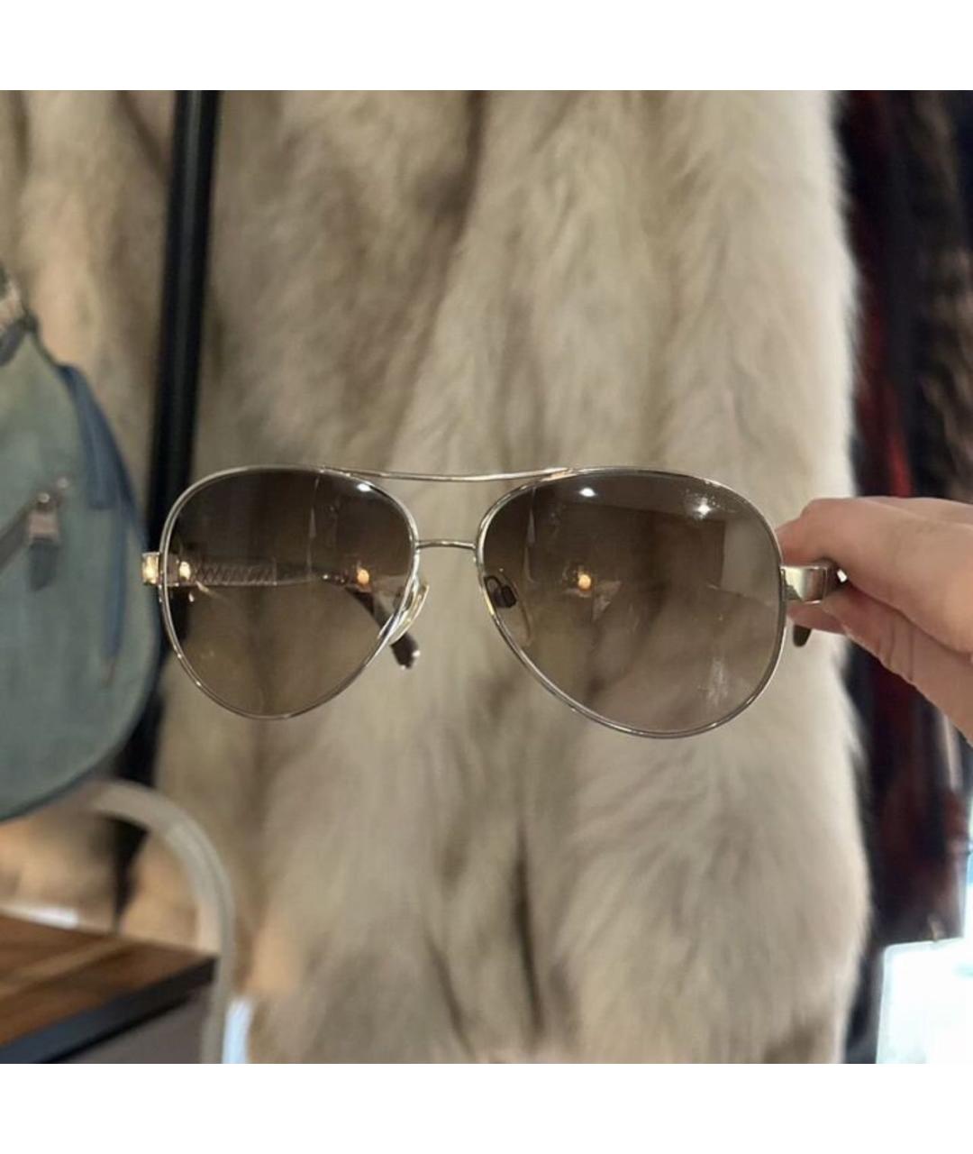 CHANEL Коричневые металлические солнцезащитные очки, фото 2