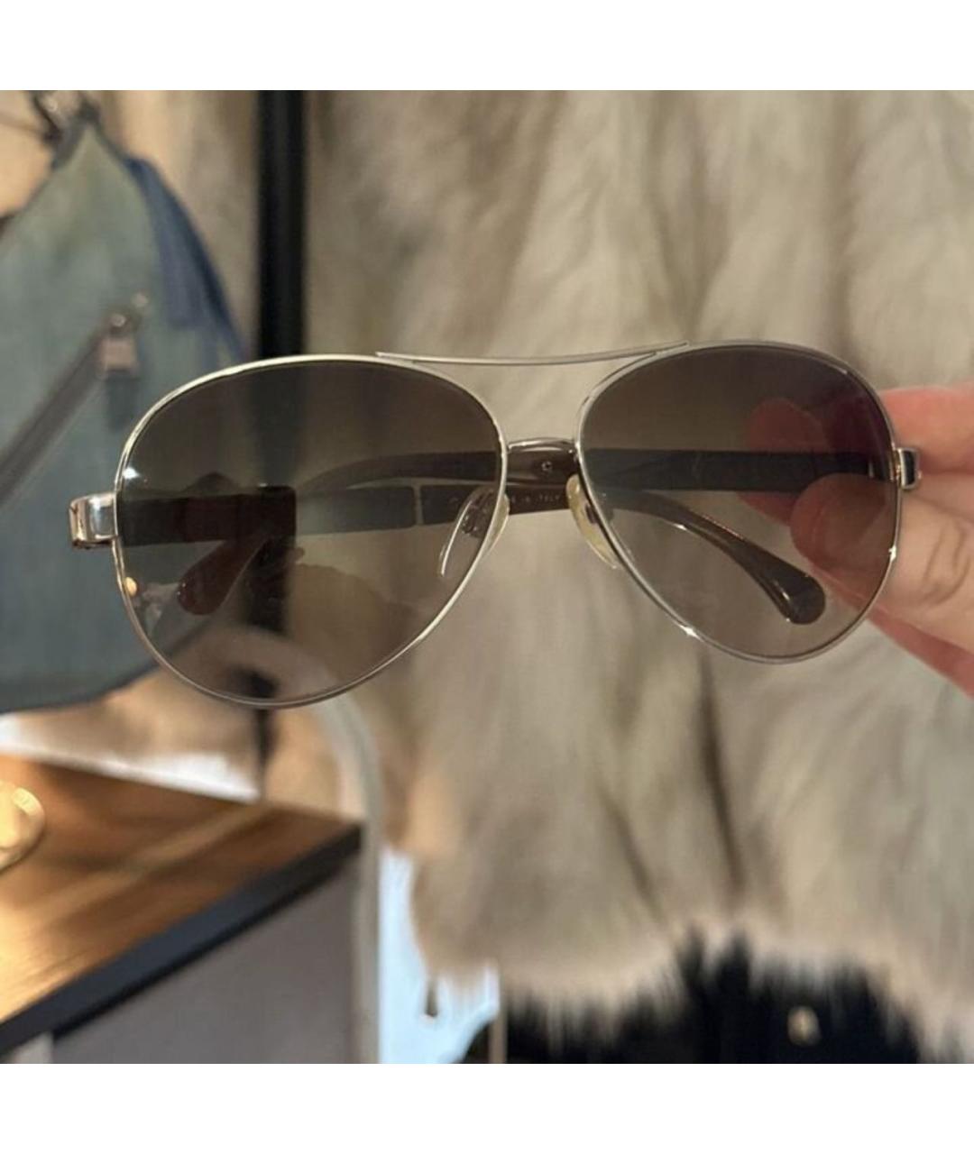 CHANEL Коричневые металлические солнцезащитные очки, фото 4