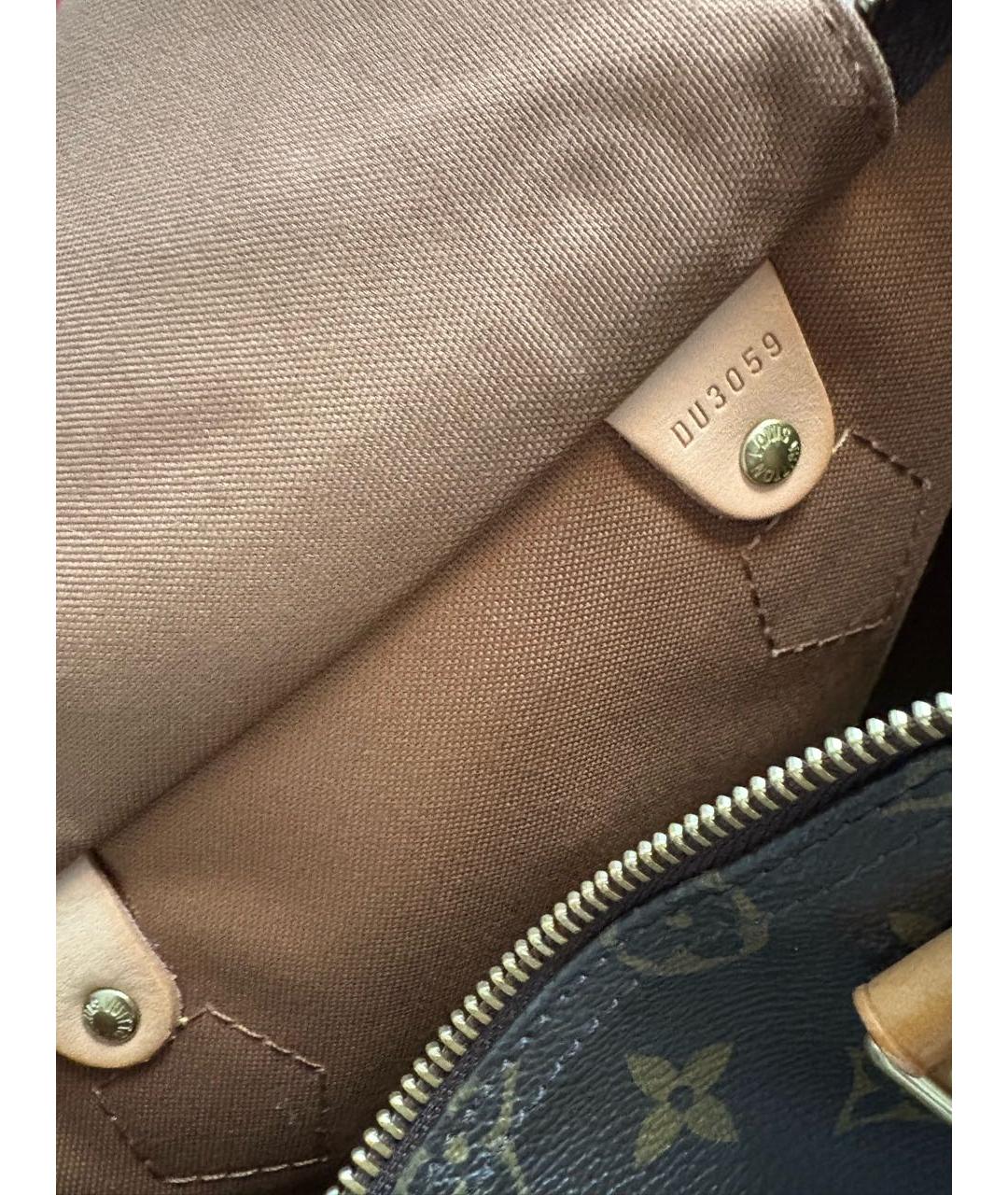 LOUIS VUITTON Коричневая кожаная сумка с короткими ручками, фото 7