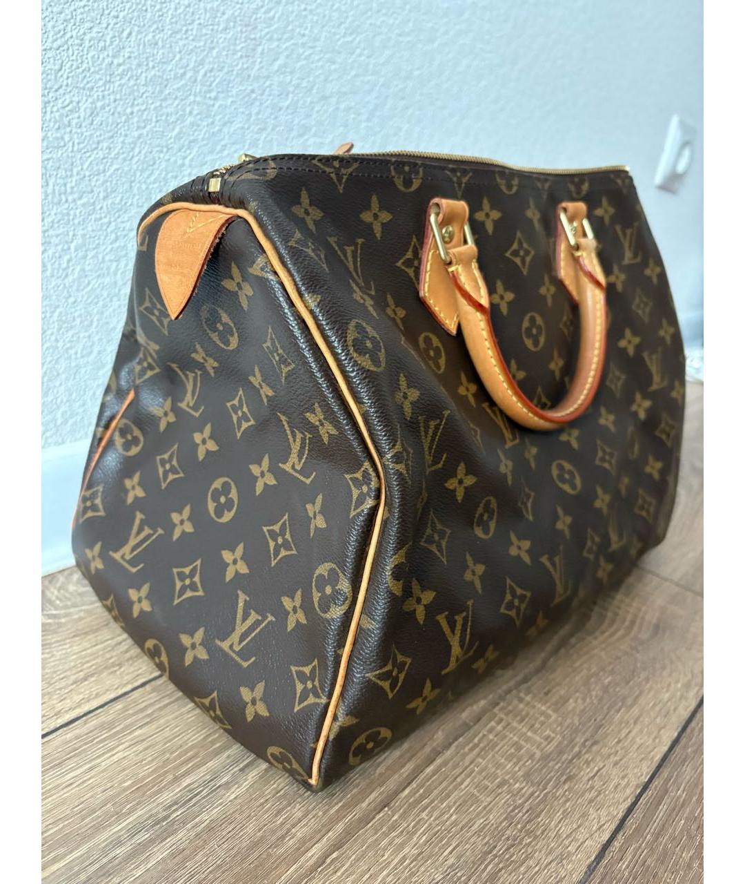 LOUIS VUITTON Коричневая кожаная сумка с короткими ручками, фото 2