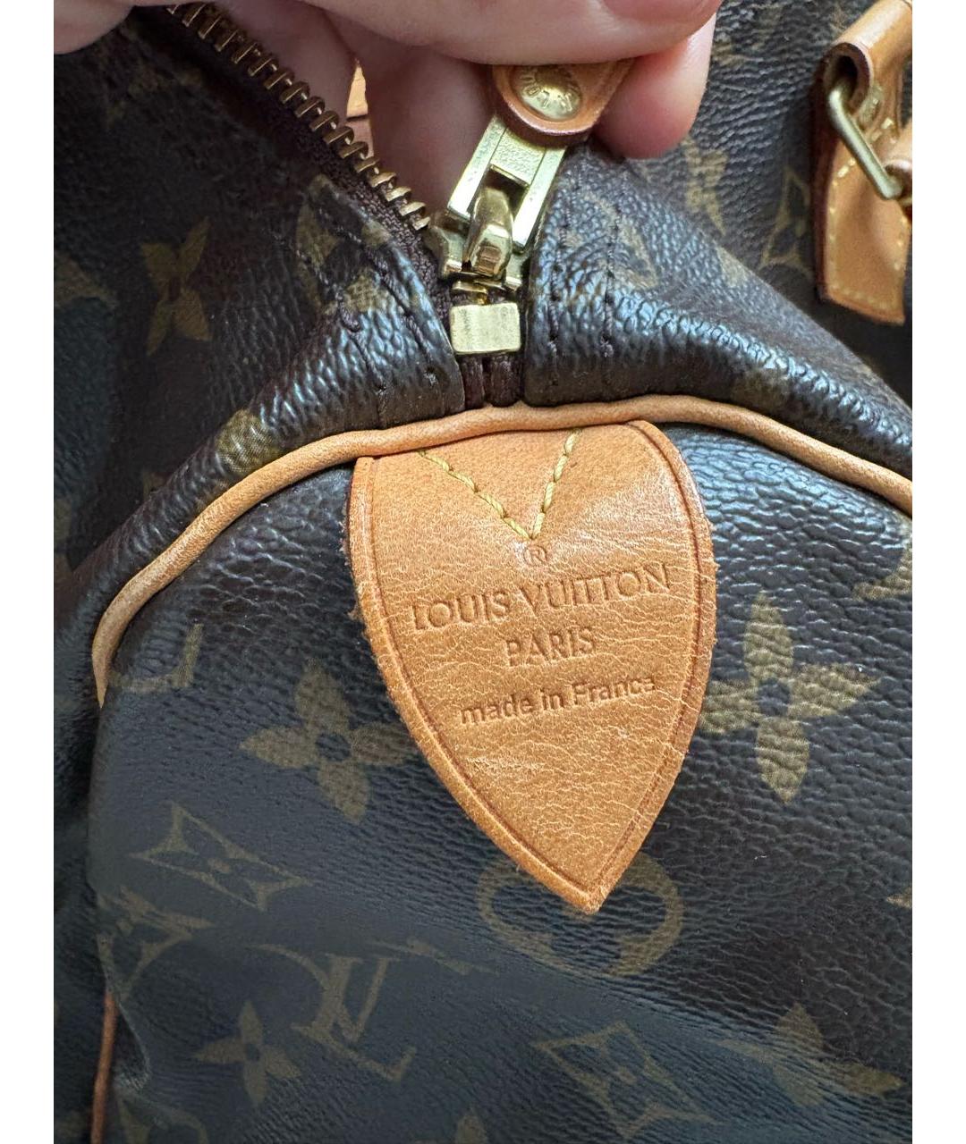 LOUIS VUITTON Коричневая кожаная сумка с короткими ручками, фото 6