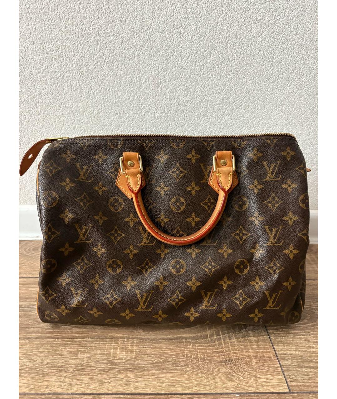 LOUIS VUITTON Коричневая кожаная сумка с короткими ручками, фото 9