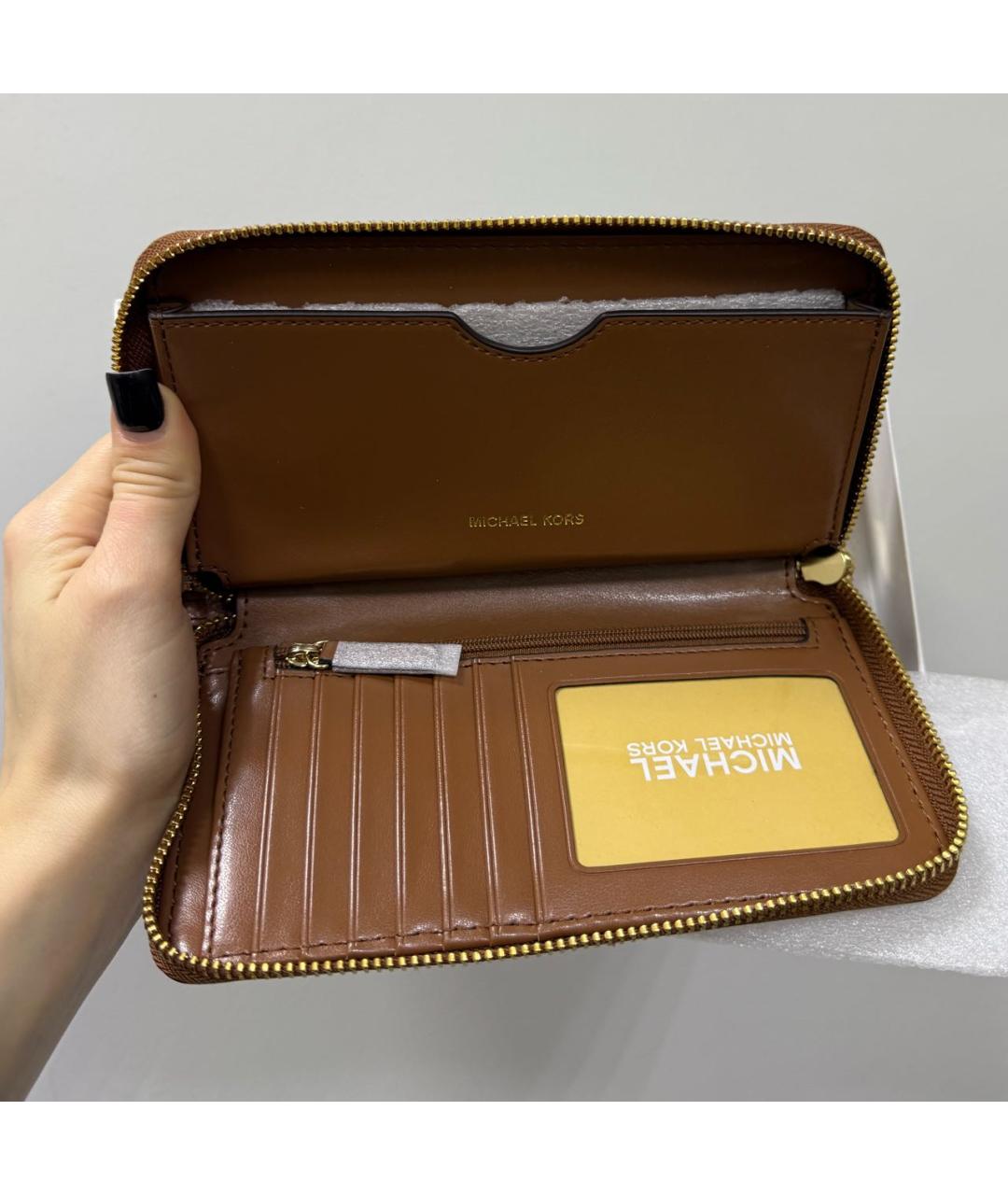 MICHAEL KORS Коричневый кожаный кошелек, фото 2