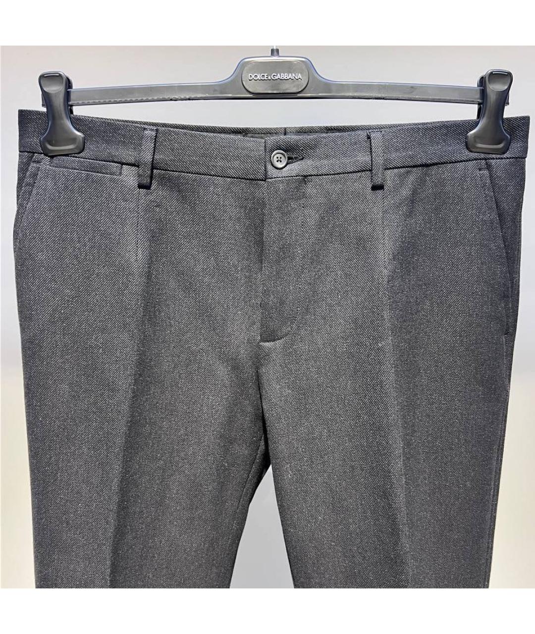 DOLCE&GABBANA Антрацитовые хлопковые классические брюки, фото 3