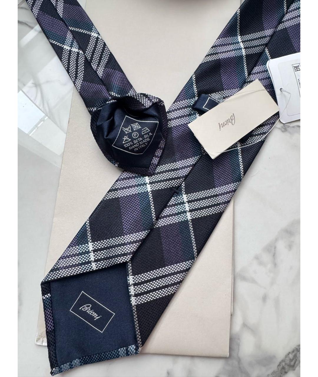 BRIONI Темно-синий шелковый галстук, фото 6