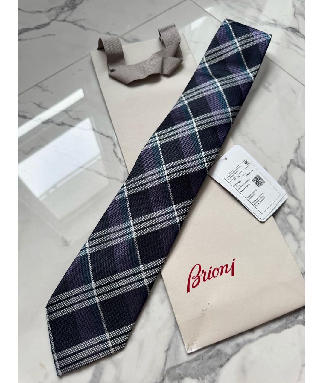 BRIONI Темно-синий шелковый галстук, фото 3